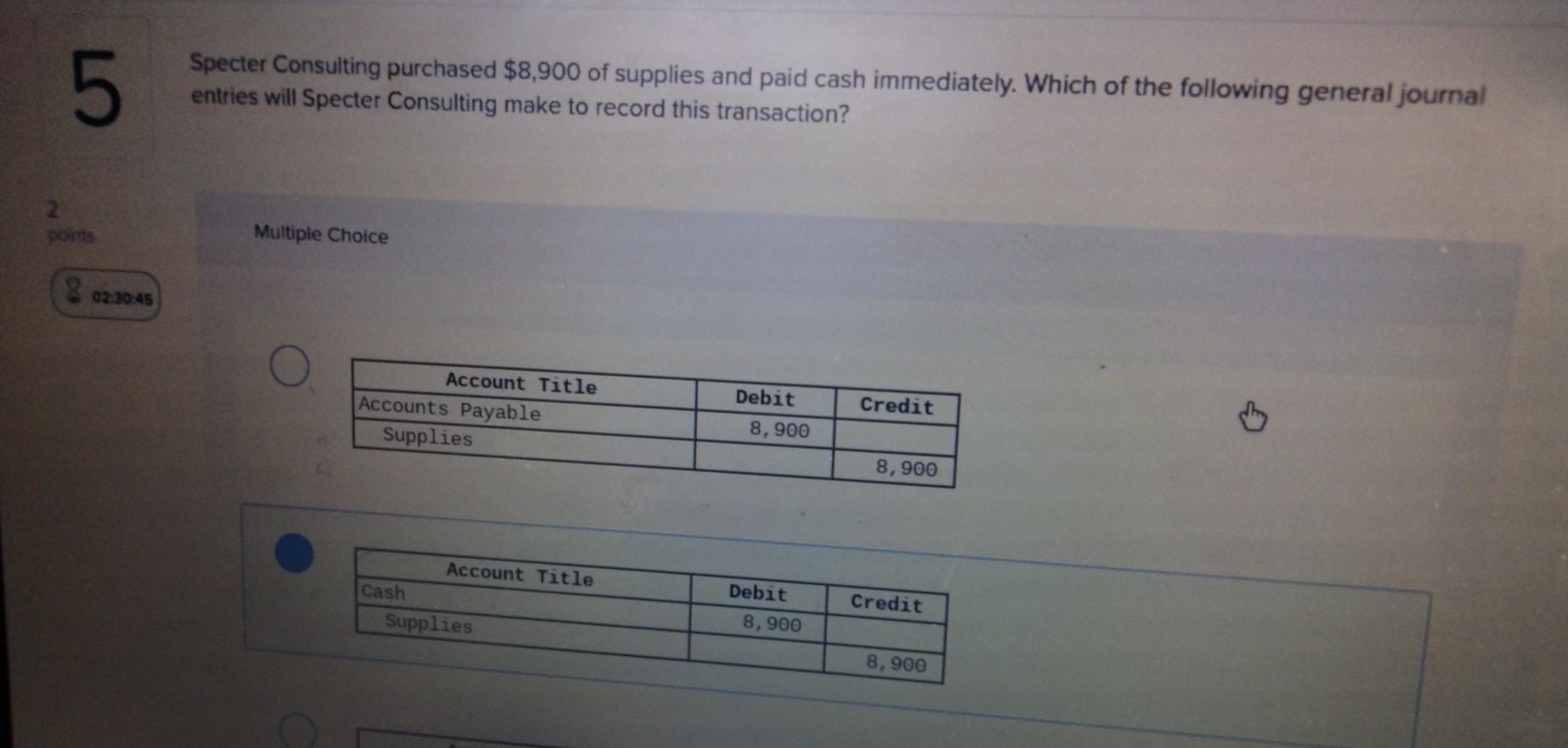 Solved 5 Specter Consulting purchased 8,900 of supplies and