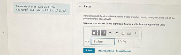 Solved The density of air at 1 atm and 0∘C is. 1.29 kg/m3, | Chegg.com