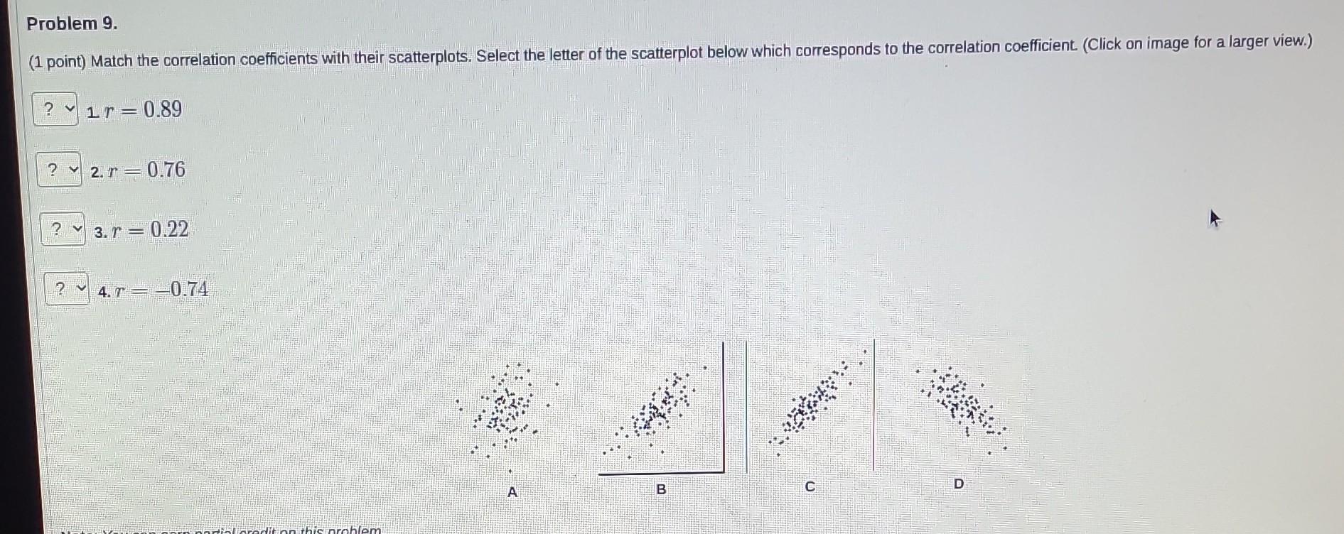 Solved Problem 9. (1 Point) Match The Correlation | Chegg.com