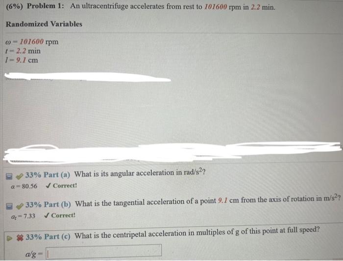 Solved 6 Problem 1 An Ultracentrifuge Accelerates From Chegg