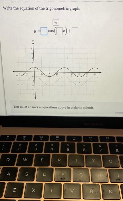 Solved Write the equation of the trigonometric graph. try y | Chegg.com
