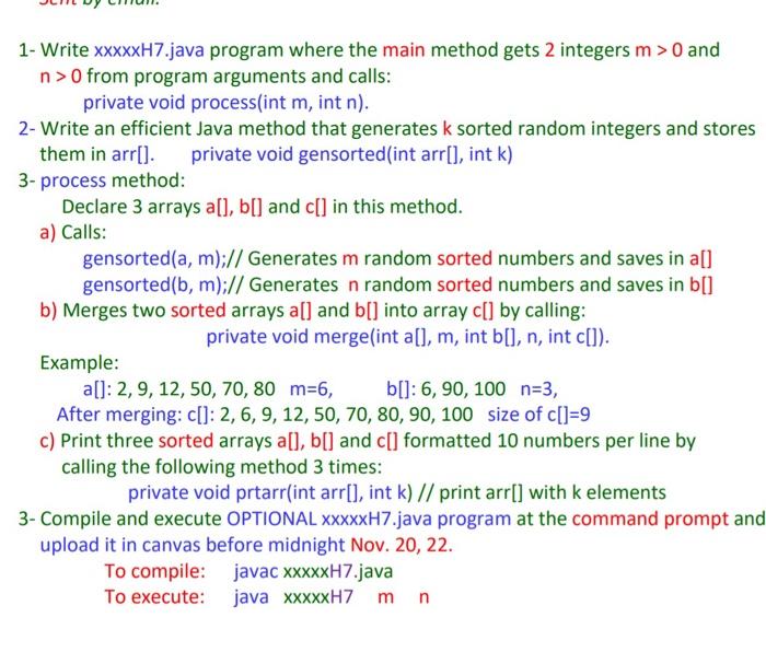 Solved 1- Write xxxxxH7.java program where the main method | Chegg.com