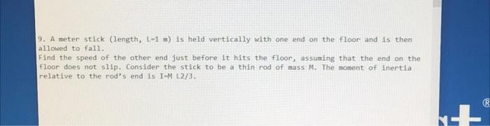 Solved A meter stick (length, L=1 m) is held vertically with | Chegg.com