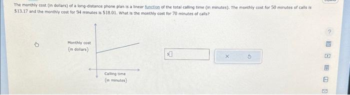 Solved The monthly cost (in dollars) of a long-distance | Chegg.com