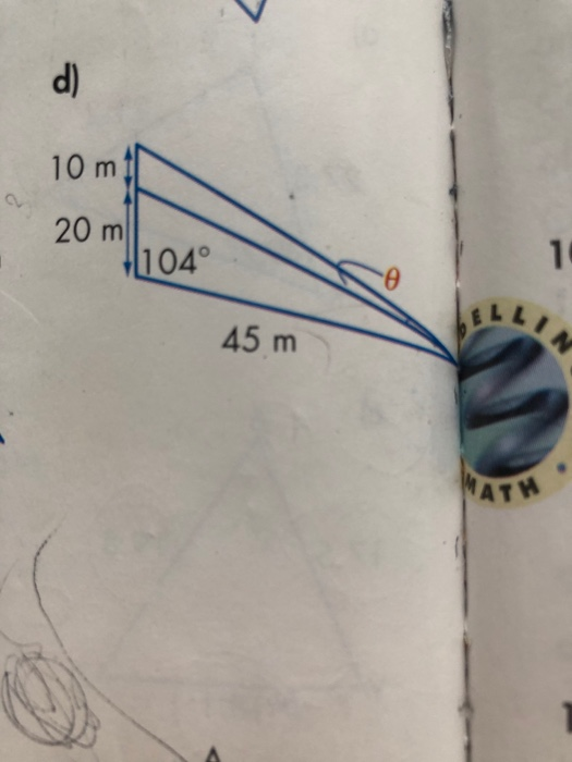 Solved d) 10 m 20 m (104° 1 0 45 m M WATH to go next. | Chegg.com