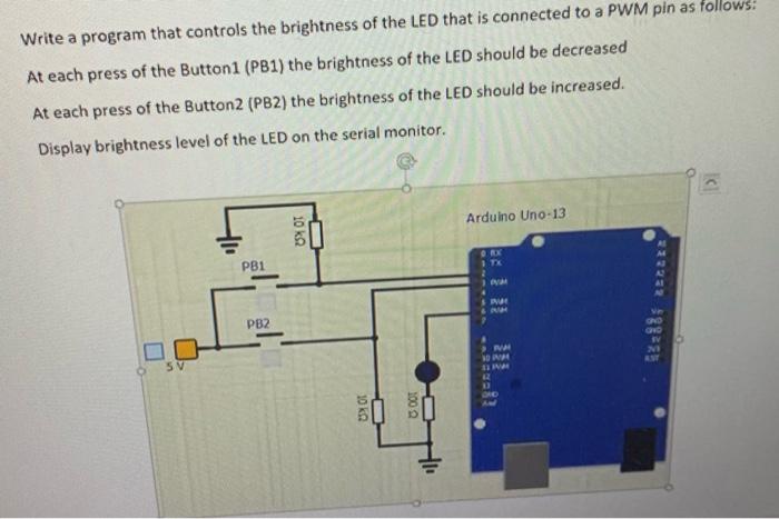 Solved Write a program that controls the brightness of the | Chegg.com