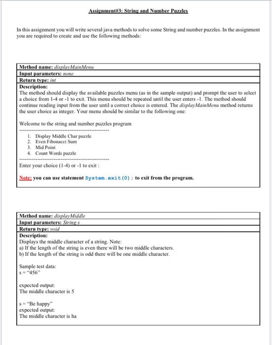 Solved Assignment#3: String and Number Puzzles In this | Chegg.com
