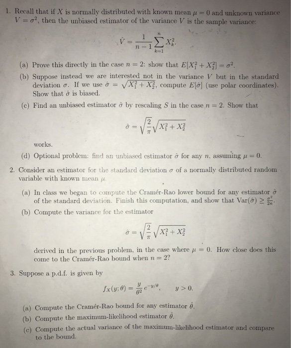 Solved 1 Recall That If X Is Normally Distributed With K Chegg Com