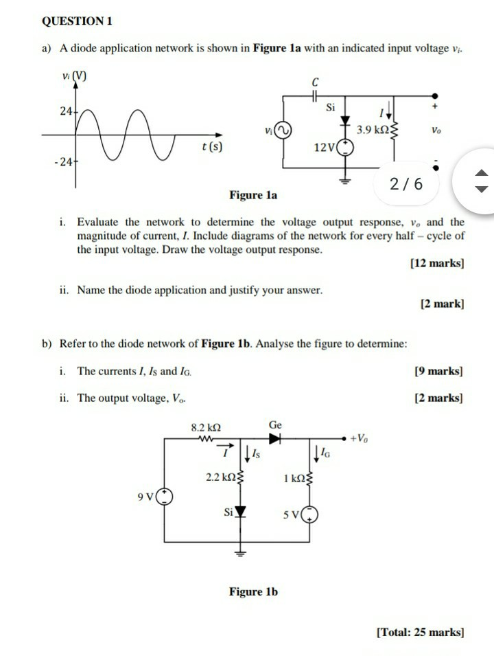 Solved QUESTION 1 a) A diode application network is shown in | Chegg.com