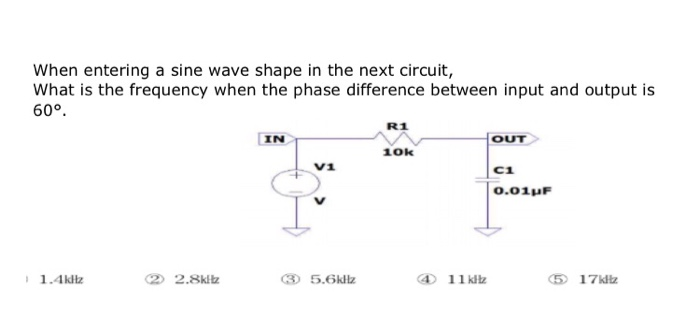 Solved When entering a sine wave shape in the next circuit, | Chegg.com