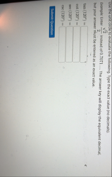 Solved Use the unit circle to evaluate the following. Type | Chegg.com