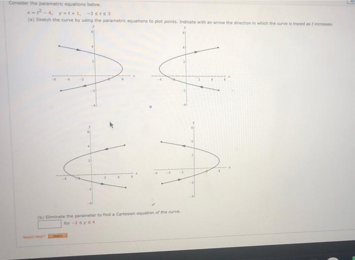 Solved Consider the parametric equations below x=2 y++ -353 | Chegg.com