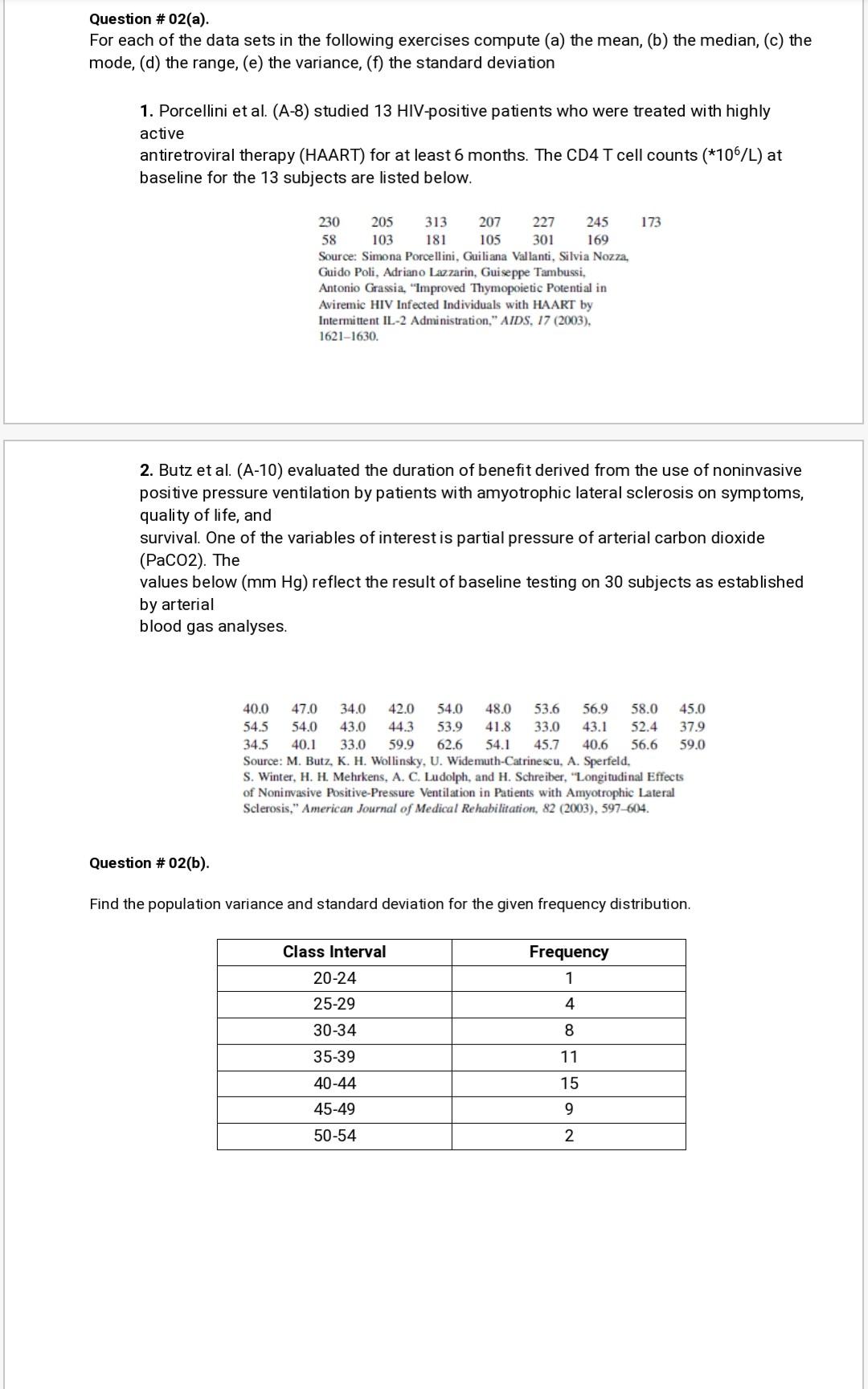 Solved Question # 02(a). For each of the data sets in the | Chegg.com