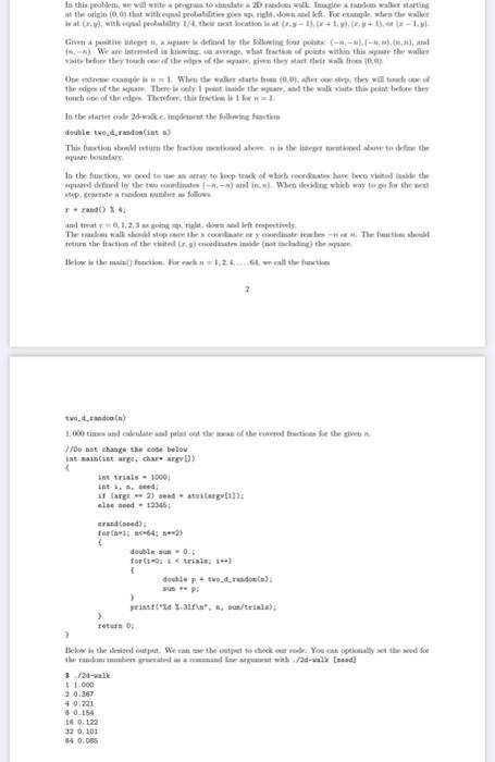 Solved double two_d_radea(int b) mpase besintary. 2 | Chegg.com