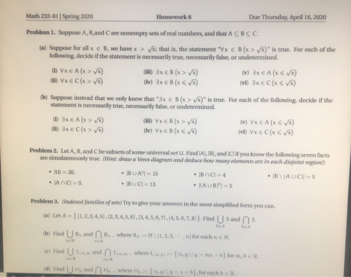 Solved Math 233 01 Spring Homework 6 Due Thursday Chegg Com