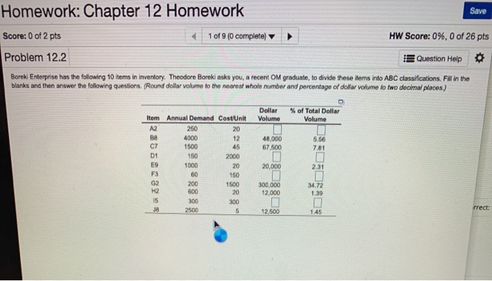 Solved Homework: Chapter 12 Homework Save Score: 0 of 2 pts | Chegg.com