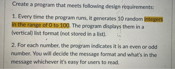 Solved Create a program that meets following design | Chegg.com