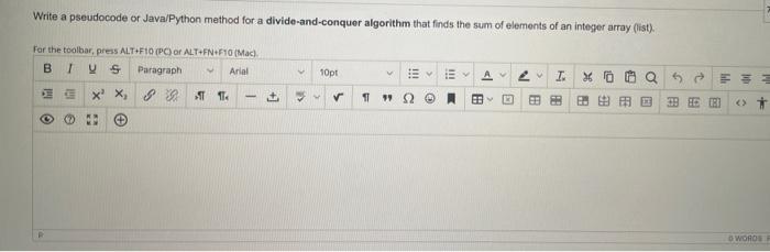 Solved Write a pseudocode or Java/Python method for a | Chegg.com
