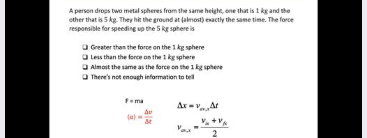 Solved A person drops two metal spheres from the same | Chegg.com