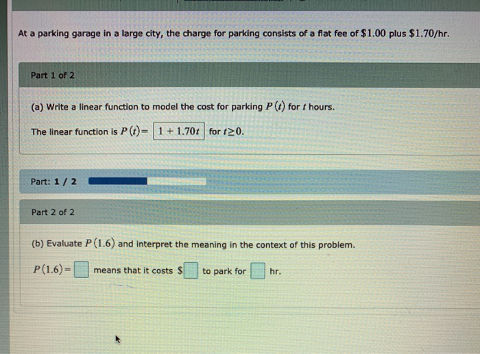 Solved At a parking garage in a large city, the charge for | Chegg.com
