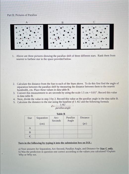 Part A: Graphical ParallaxPart B: Pictures Of | Chegg.com