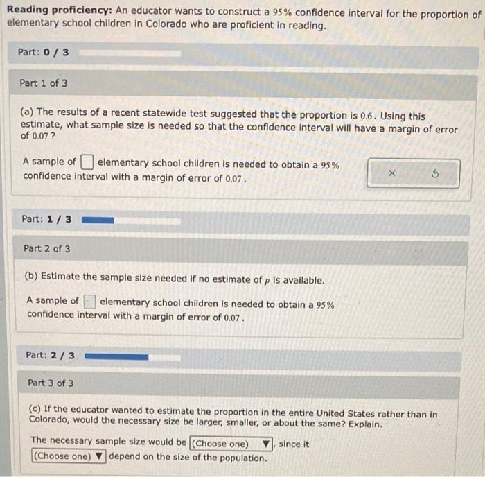 Solved Reading proficiency An educator wants to construct a