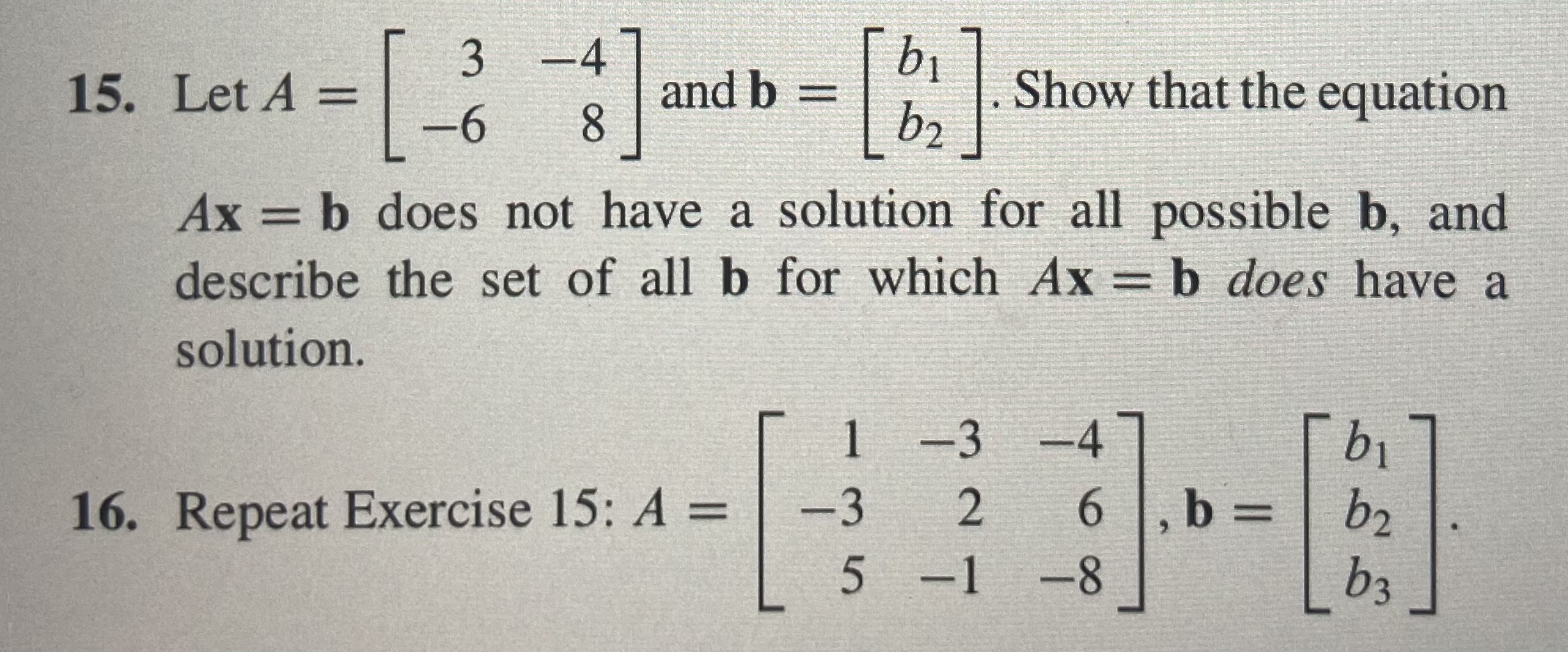 Solved ASAP PLEASE! Let A=[3-4-68] ﻿and B=[b1b2]. ﻿Show That | Chegg.com