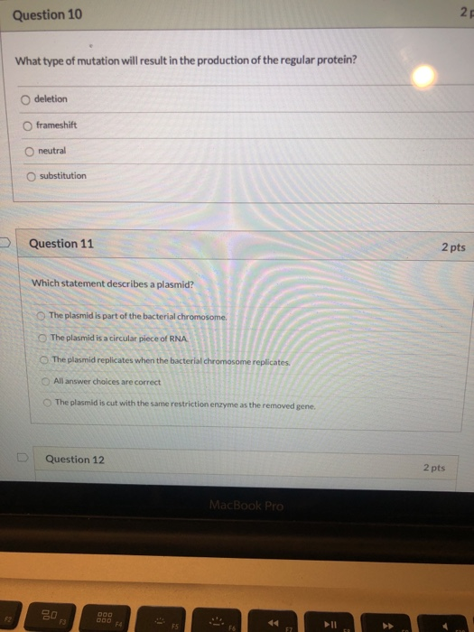 Solved Question 10 What type of mutation will result in the | Chegg.com