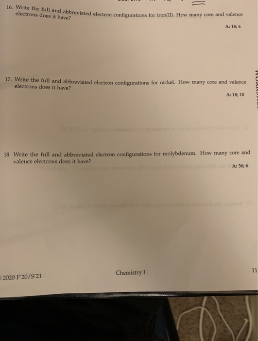 Solved 16. Write the full and abbreviated electron | Chegg.com