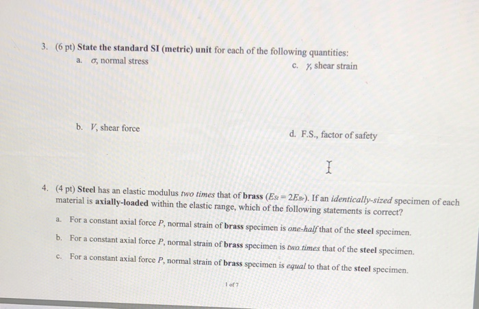 state the si unit of the following physical quantities stress