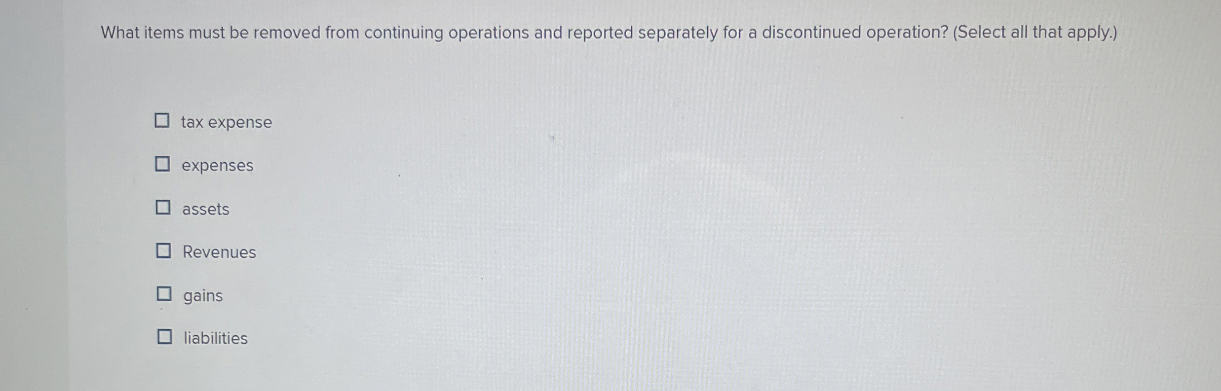 Solved What items must be removed from continuing operations | Chegg.com