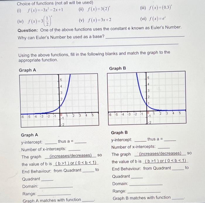 Solved Choice of functions (not all will be used) (i) | Chegg.com