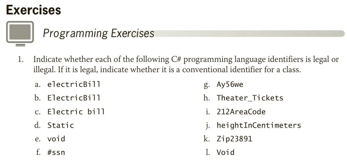 Solved ExercisesProgramming ExercisesIndicate whether each | Chegg.com