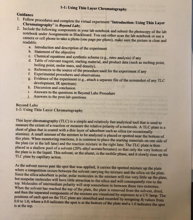 11 Using Thin Layer Chromatography Guidance 1.