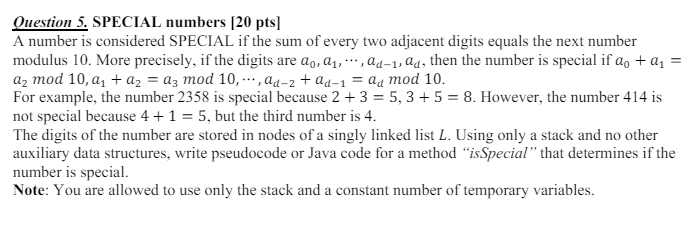 Solved Ouestion 5. ﻿SPECIAL numbers [20 ﻿pts]A number is | Chegg.com