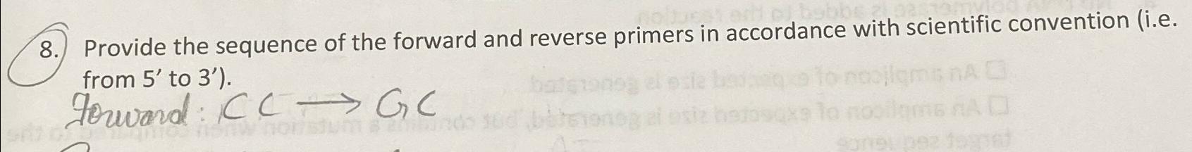 Solved Provide the sequence of the forward and reverse | Chegg.com