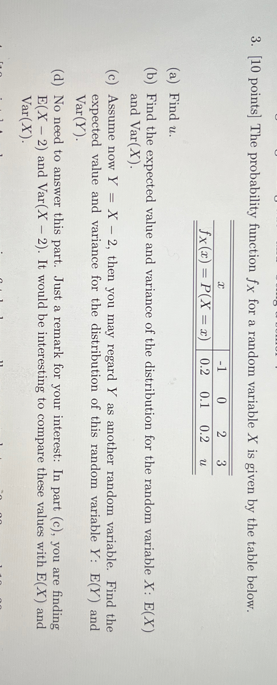 Solved [10 ﻿points] ﻿The probability function fx ﻿for a | Chegg.com