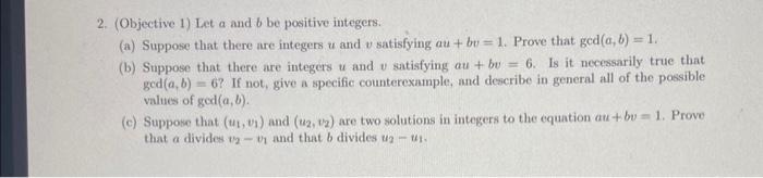 Solved (Objective 1) Let a and b be positive integers. (a) | Chegg.com
