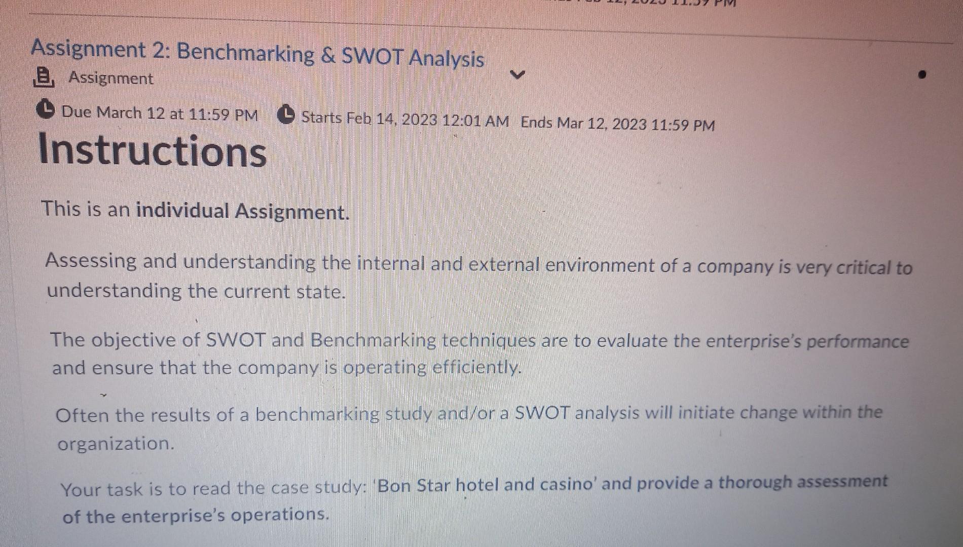 assignment 2 benchmarking and swot analysis