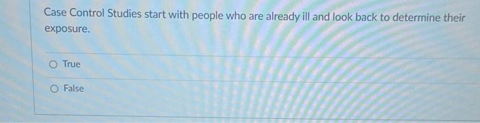 Solved Case Control Studies start with people who are | Chegg.com