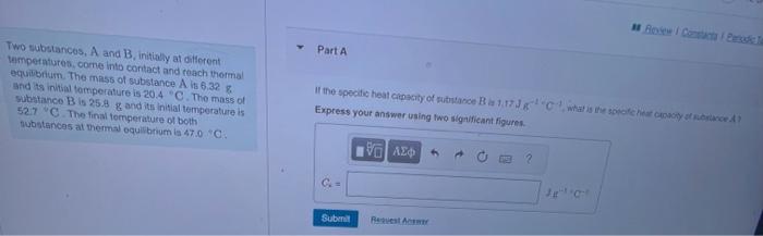 Solved Two Substances, A And B, Initibly At Diferent | Chegg.com