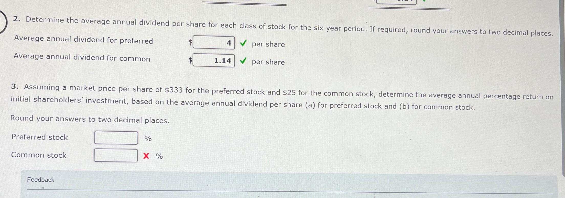 Solved Determine the average annual dividend per share for