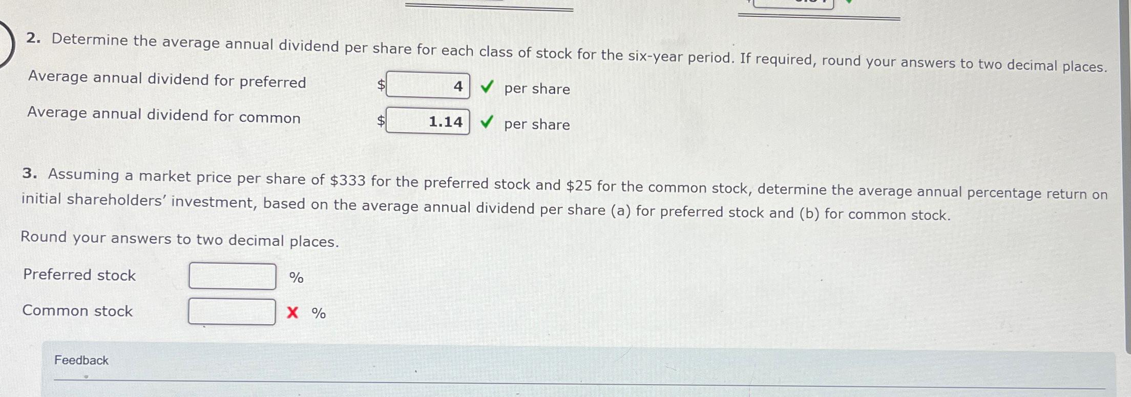 Solved Determine The Average Annual Dividend Per Share For | Chegg.com