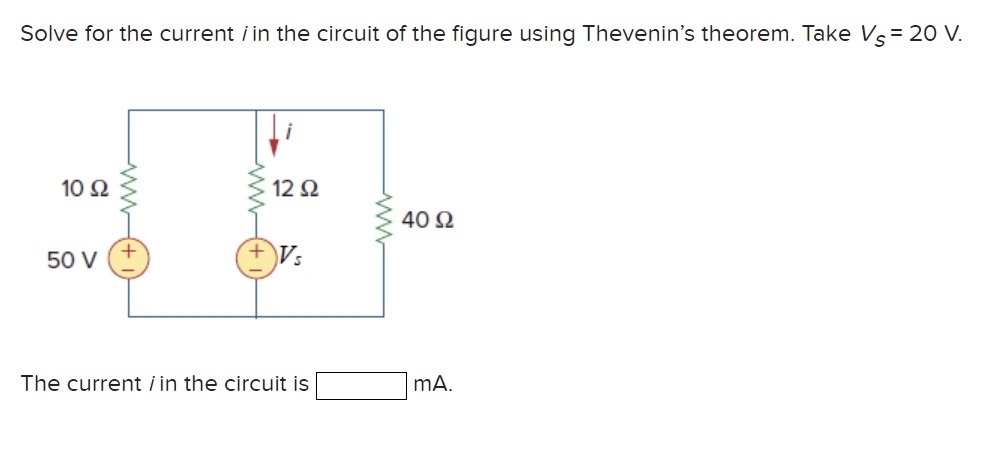 Solved Solve for the current i ﻿in the circuit of the figure | Chegg.com