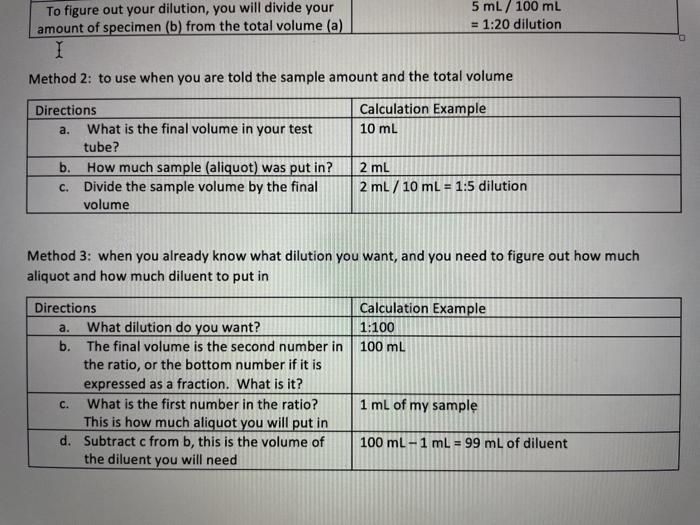 Solved Microbiology Serial Dilutions Worksheet 1. How to do