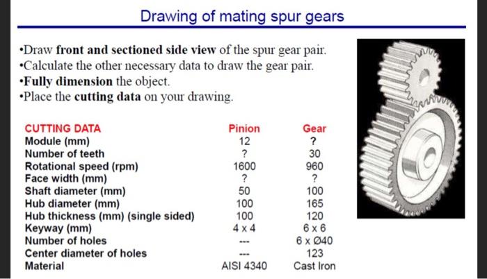 spur gear drawing with dimension