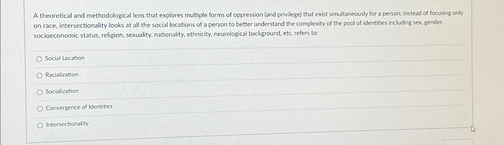 Solved A Theoretical And Methodological Lens That Explores Chegg