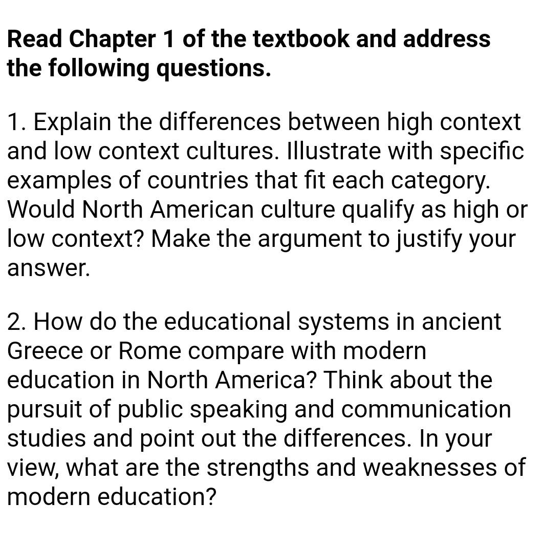 Solved Read Chapter 1 of the textbook and address the | Chegg.com