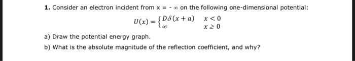 Solved 1. Consider an electron incident from x=−∞ on the | Chegg.com