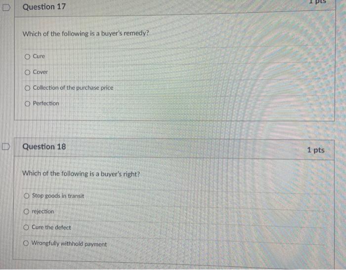 Solved D Question 17 Which of the following is a buyer's | Chegg.com